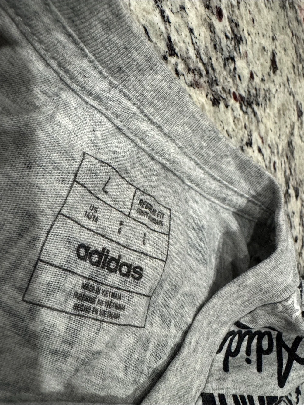 adidas Grey All-Over Logo Graphic Short Sleeve Tee